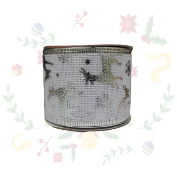 Cinta Navideña De Yute Con Estampado De Renos