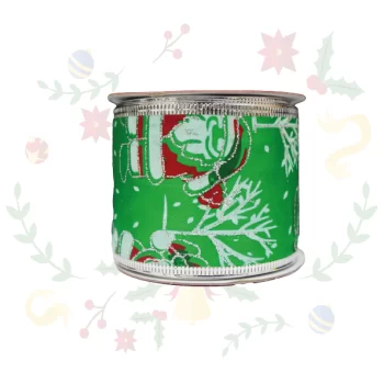 Cinta Navideña En Satin Escarchado De 6Cms