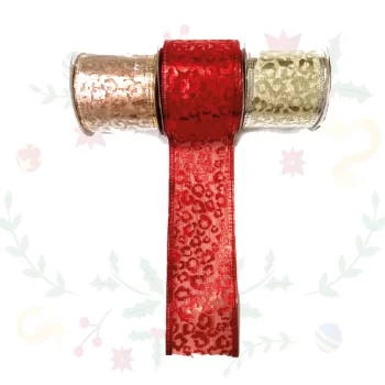 Cinta Malla Navideña De 6.3 X 10Yds Con Alambre Y Pepas
