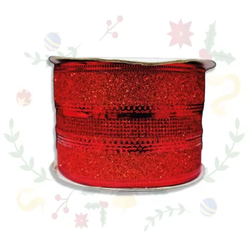 Cinta Malla Navideña Roja De 6.3Cms X 10Yds