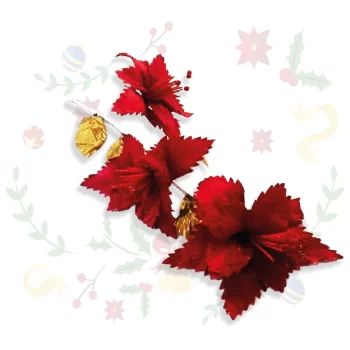 Flor Ponsetia Escarchada De 73 Cms Con 3 Flores
