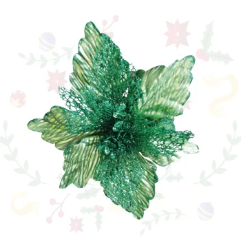 Flor Navidadeña Con Hojas Animal Print y Troquelado Decorativo