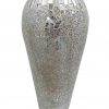 H1019-40D jarron en ceramica con vidrio Blanco con plateado (2) – Almacenes Romulo Montes