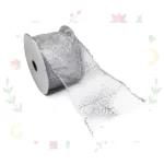 Cinta Navideña De Tull Estampado de 2.5"