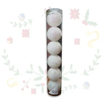 Tubo De Bolas Navideñas Tinsel De 10cm x 6und