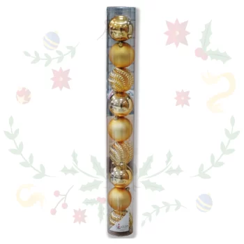 Tubo de Bolas Navideñas de 8cm x 9und