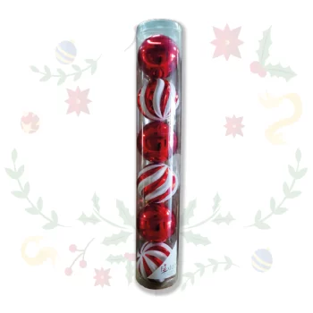 Tubo de Bolas Navideñas de 10cm x 6und