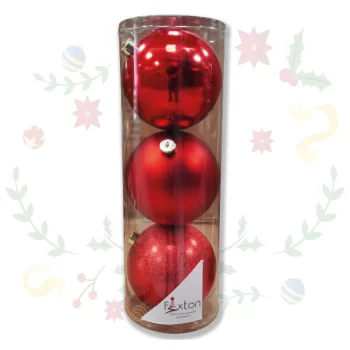 Tubo de Bolas Navideñas de 15cm x 3und