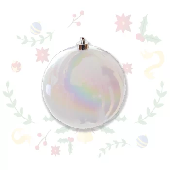 Bola Navideña Blanca Irizada De 20cm X 1und