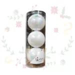 Tubo De Bolas Navideñas Blancas Irizadas De 10cm  X 3unds
